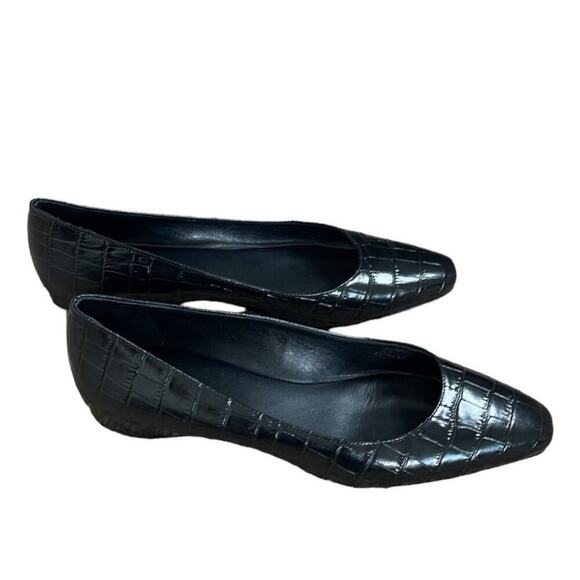 AQUATALIA  MARCELLA CROC EMBOSSED‎  BLACK FLATS SIZE 8.5 - Picture 1 of 10
